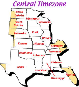 Central Timezone map