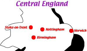United Kingdom: Central England map